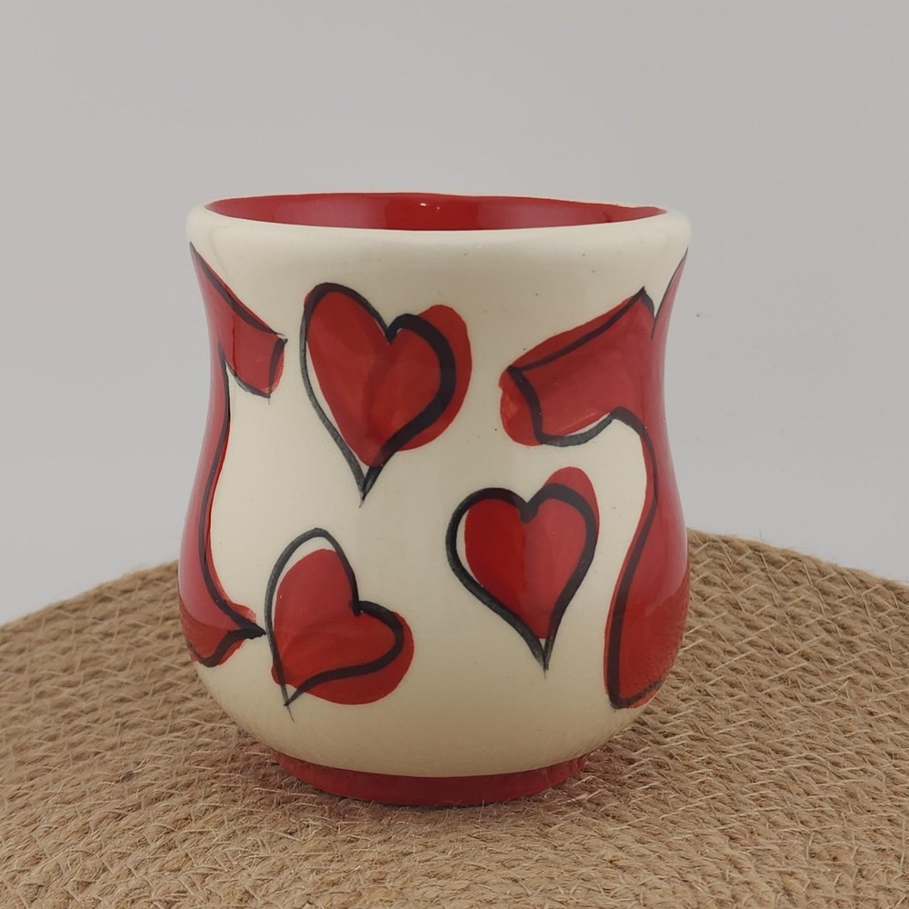 Gail Pittman‎ Red Dress Heart Mug Retired Cup VTG 2005 Signed Studio Pottery - Picture 3 of 9